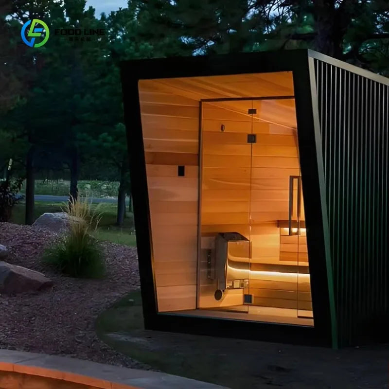 Outdoor Cedar Hemlock Wood Sauna Room With Steam Electric Heating