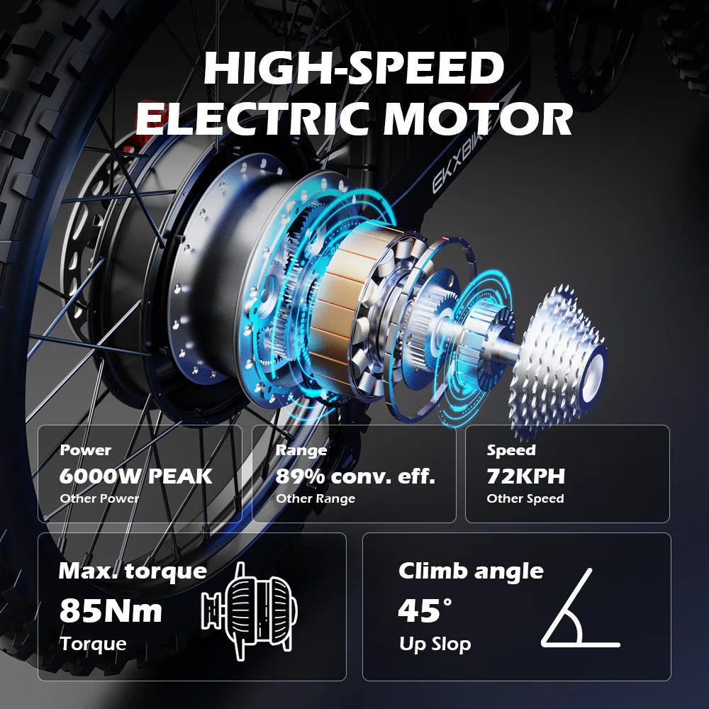 EKX TX1 Electric Bike 6000W 60V 30Ah Battery Off Road