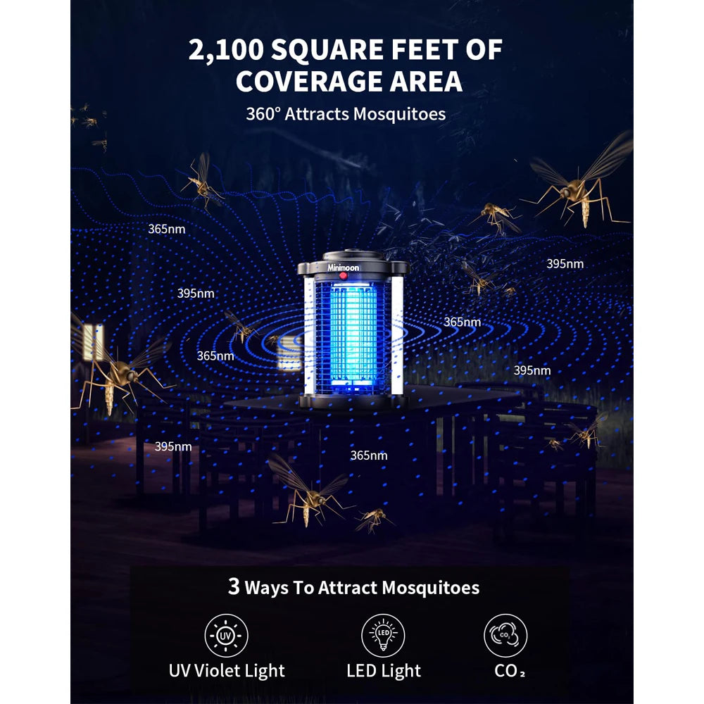 Minimoon Outdoor Electric Mosquito Zapper Features Dual LED Light Design