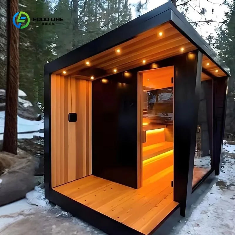 Outdoor Cedar Hemlock Wood Sauna Room With Steam Electric Heating