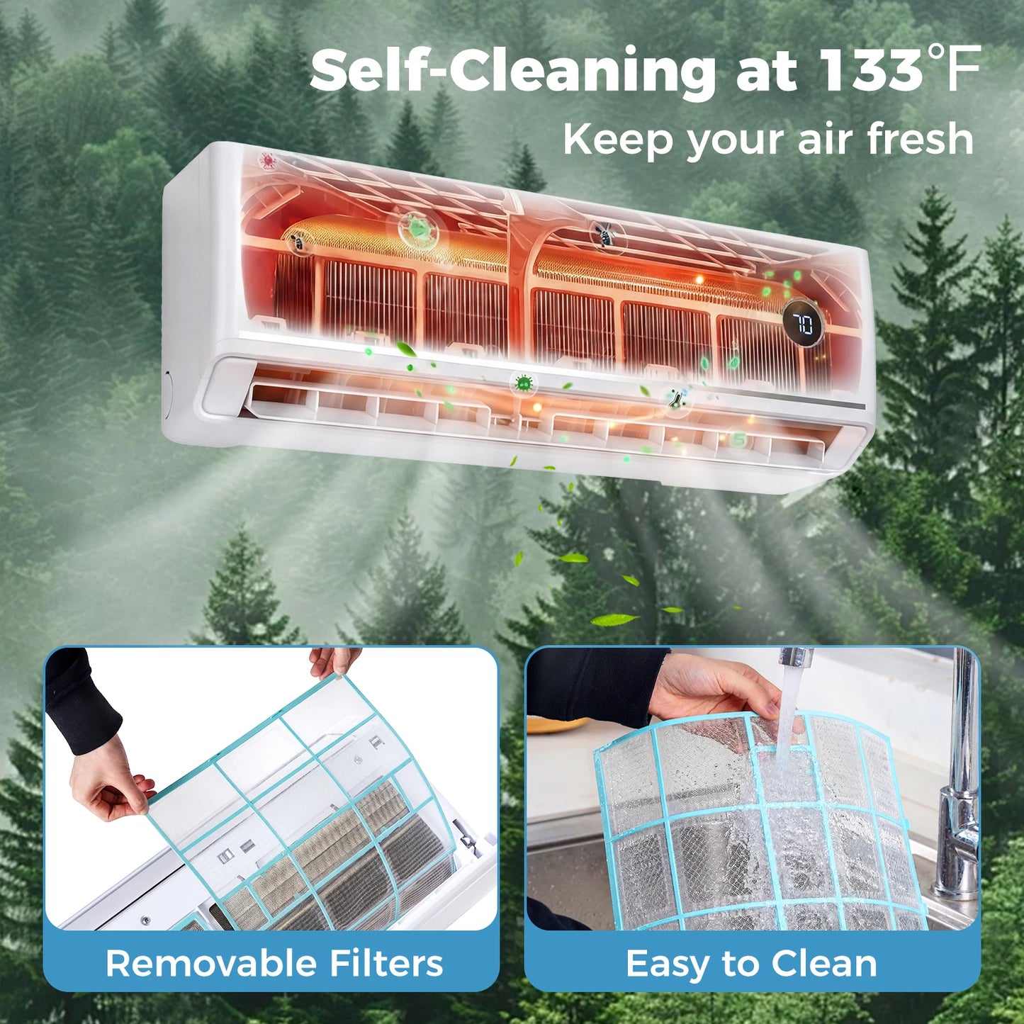 18000 BTU Mini Split Air Conditioner & Heater, 208/ 230V 18. 1 SEER2 Wifi Enabled