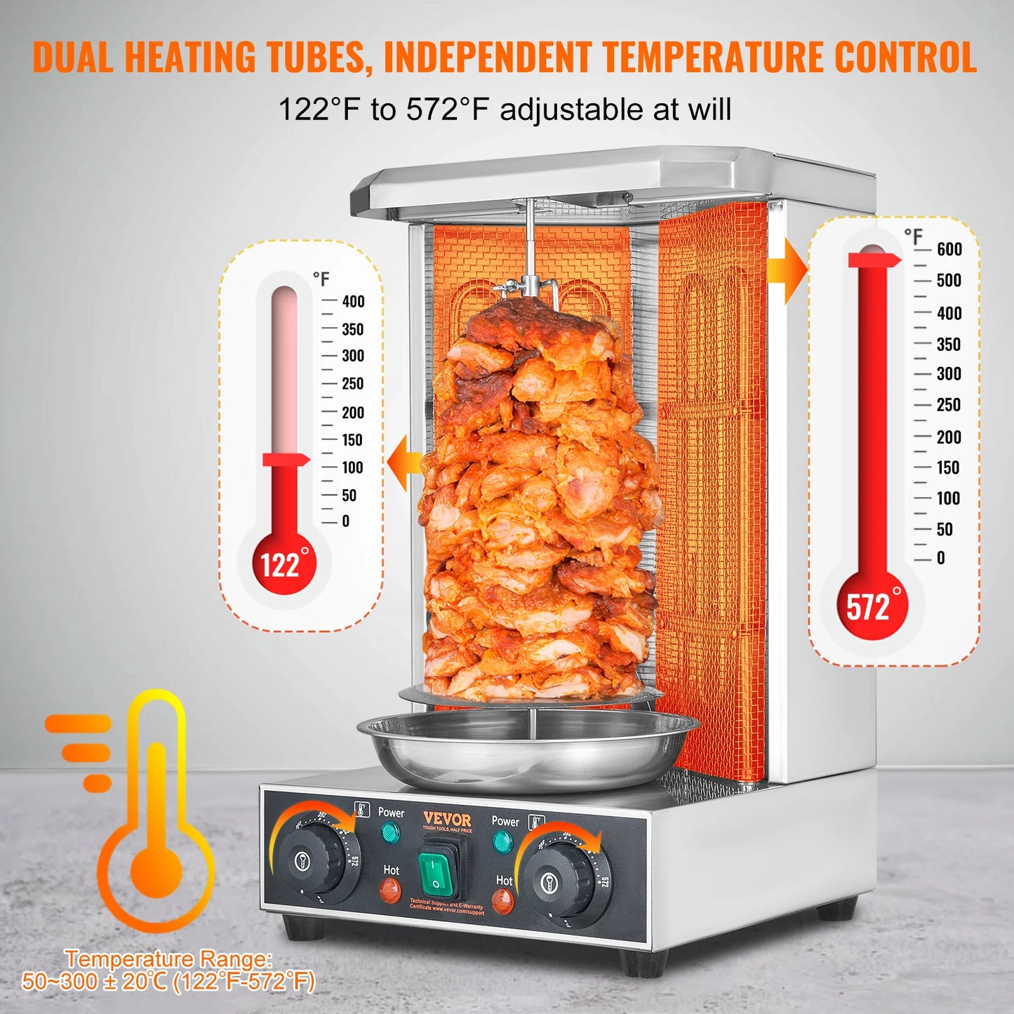 VEVOR Electric Vertical Shawarma Grill Machine Gyro Rotisserie Oven Kebab