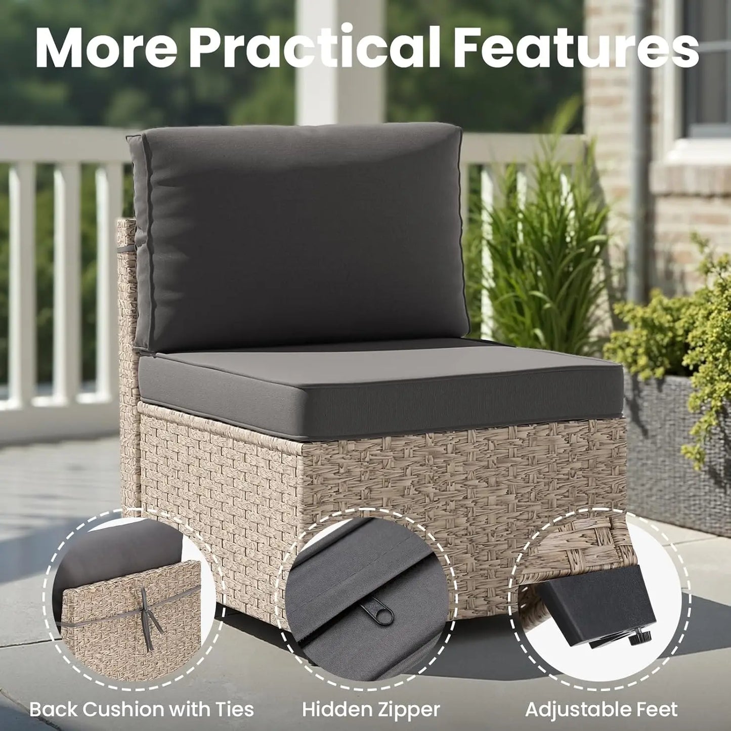 All Weather Outdoor Patio Furniture Set With Wicker Sectional