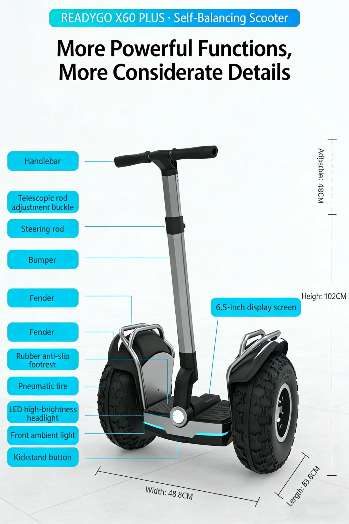 Readygo Dual Motor 1500W Self Balancing Hoverboard Offroad