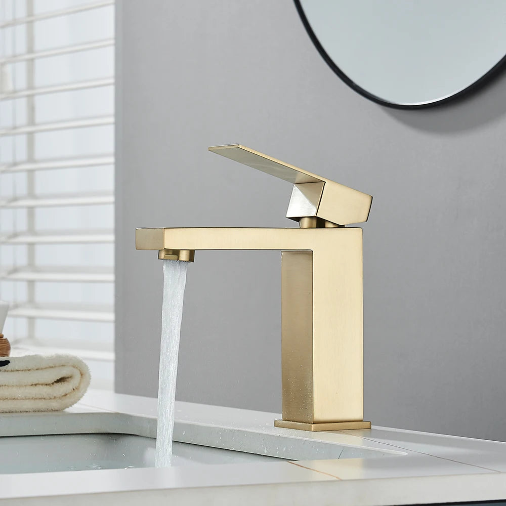 Matte Black Bathroom Basin Faucet Stainless Steel Cold Hot Mixer Deck Mounted Sink Mixer Tap Bathroom Crane Waterfall Tapware