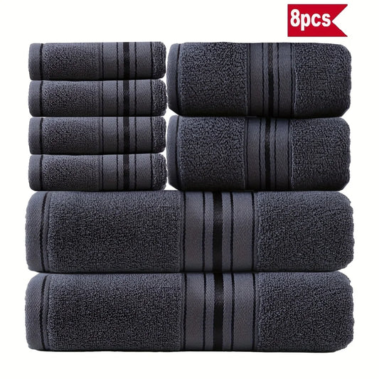 Luxury 8 Cotton Towel Set Plush Absorbent Bathroom Spa Hotel