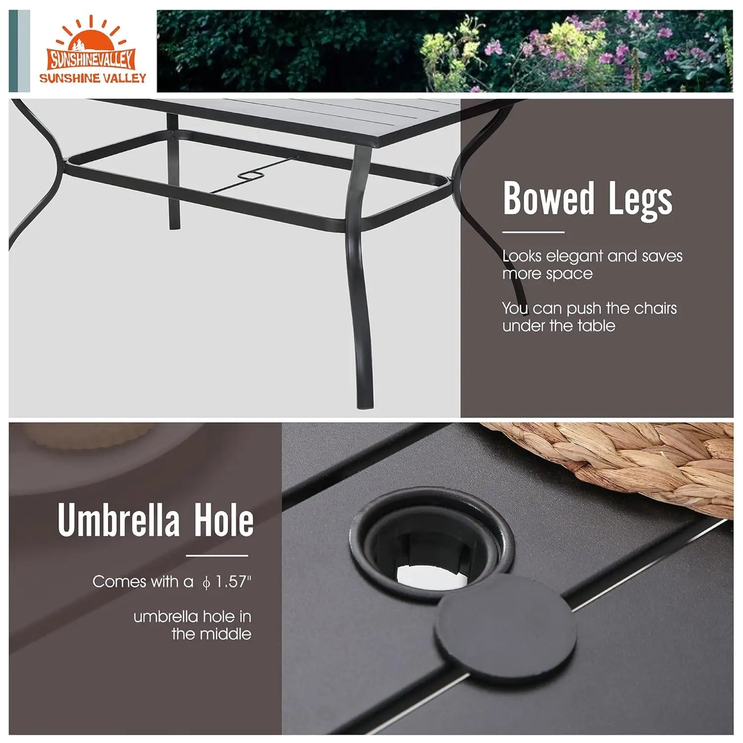 Sunshine Valle Patio Dining Set With Umbrella Hole