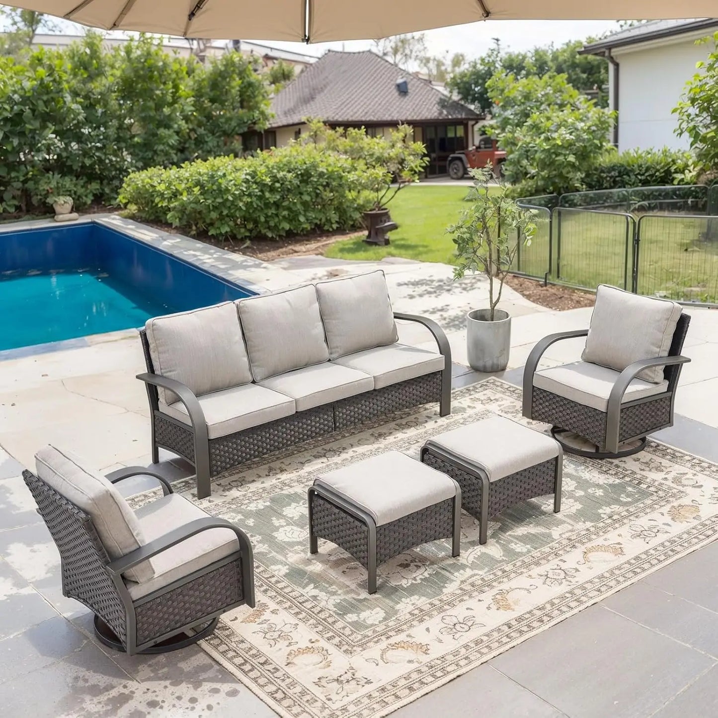 Outdoor Patio Couch - 1000 LBS Weight Capacity Wicker Couch Outdoor Furniture with Deep Seat Hight Backrest 3, Customized