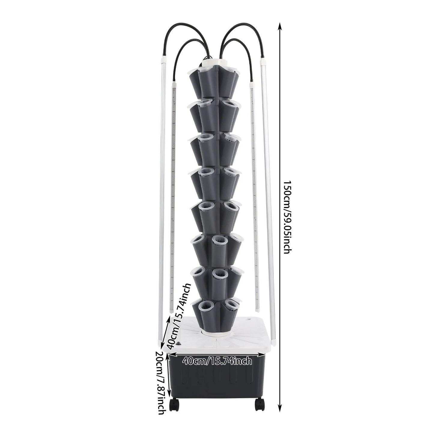 40 Hole Hydroponics Indoor Garden Growing System Automated Aeroponic Vertical Garden Tower LED Grow Lights Planting Kit Plants