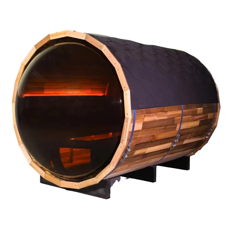 Outdoor Red Cedar Solid Wood Sauna Room Dry Sauna With Panoramic Windows
