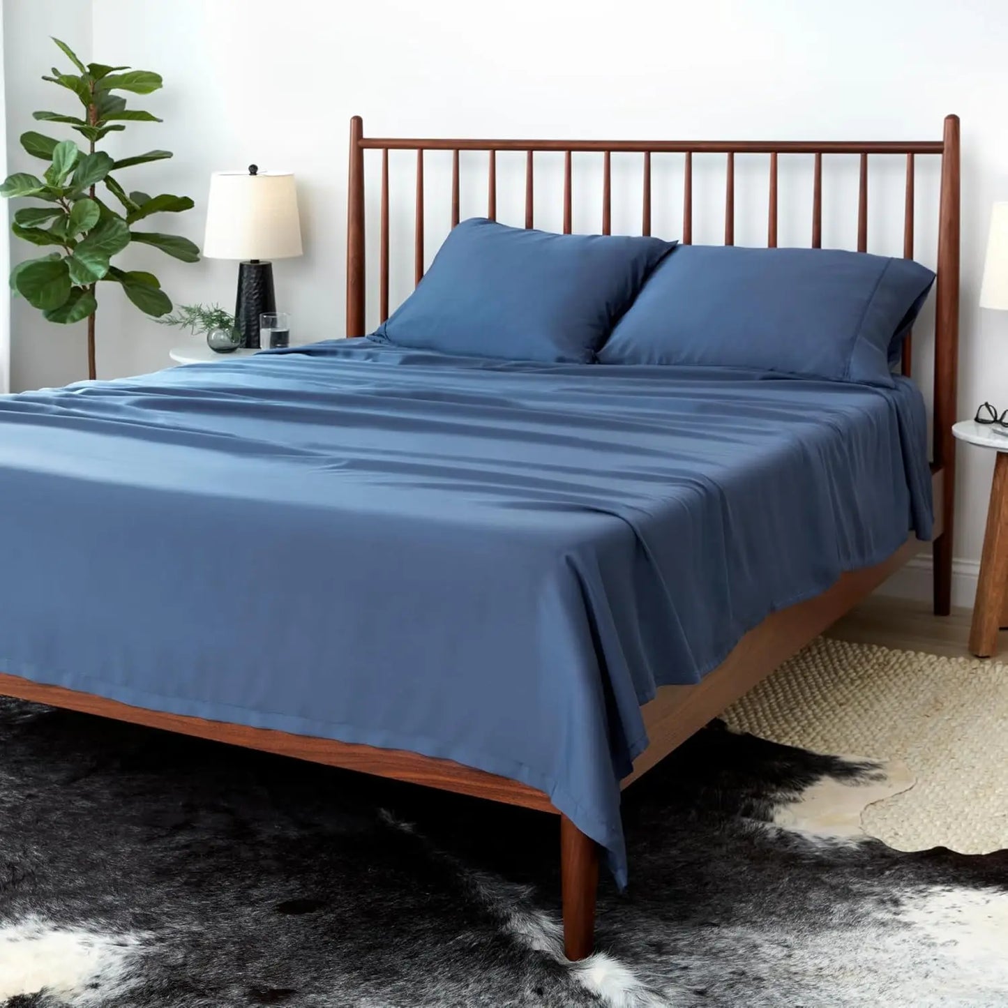 Arctic Aire MAX Sheet Set, Ultrasoft Cooling Sheets with 1 Flat Sheet, 1 Fitted Sheet, and 2 Pillow Cases, Queen, Denim