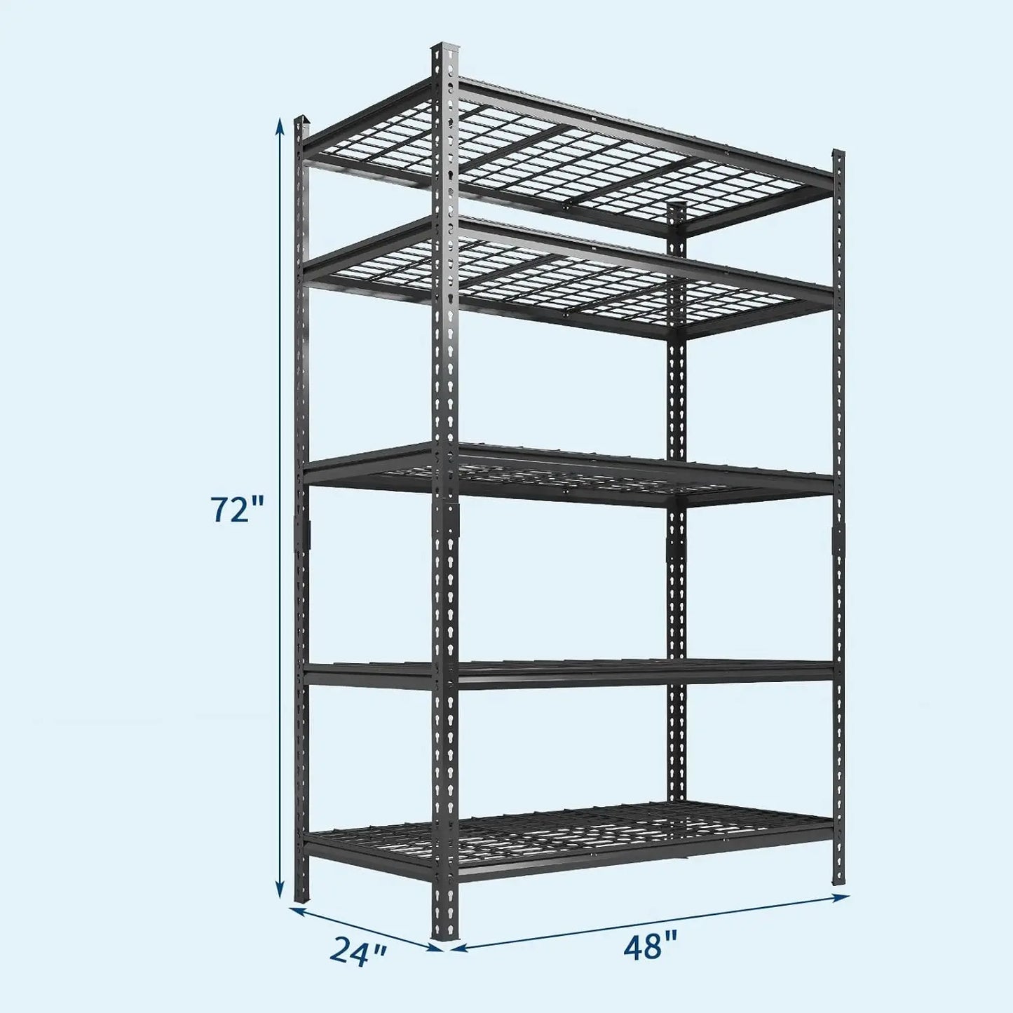 Metal Storage Shelving Unit, 5-Tier Adjustable Storage Rack Heavy Duty Garage Shelves, 2000 lbs for Kitchen Bathroom Warehouse