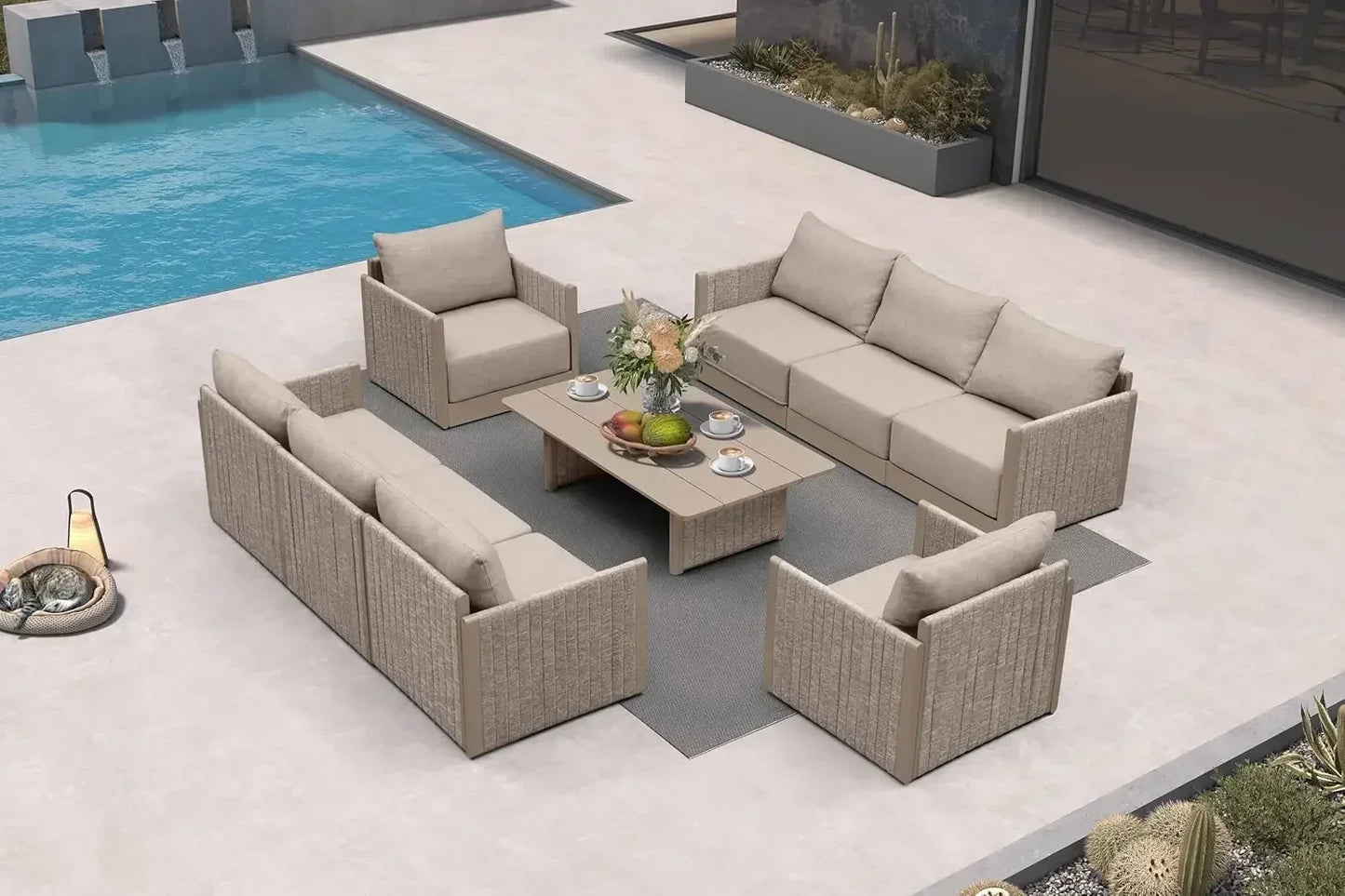 Patio Furniture Set 9 Pieces Outdoor Conversation With Cushions