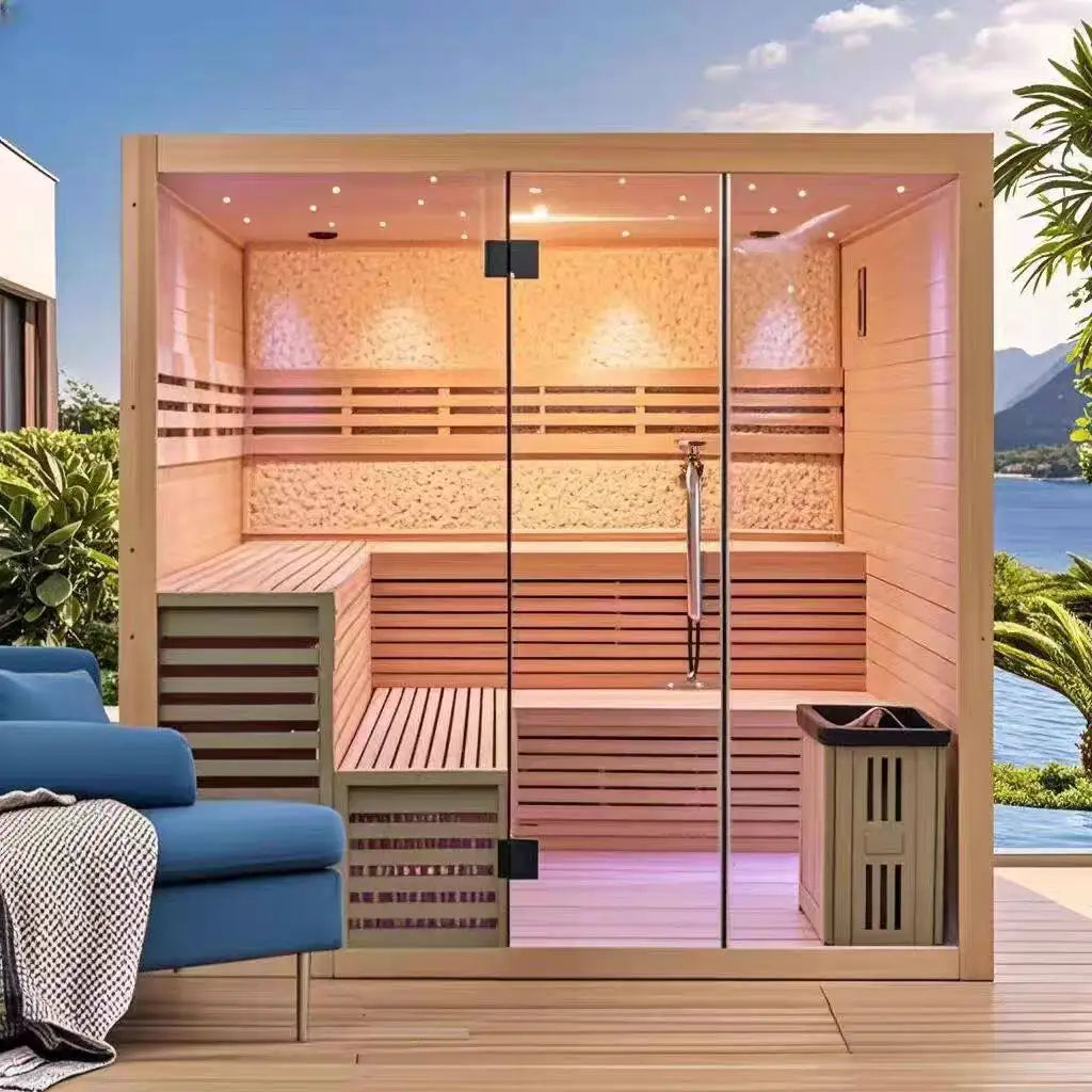 Home Sauna Room Full Body Steam Unit With Wood Construction