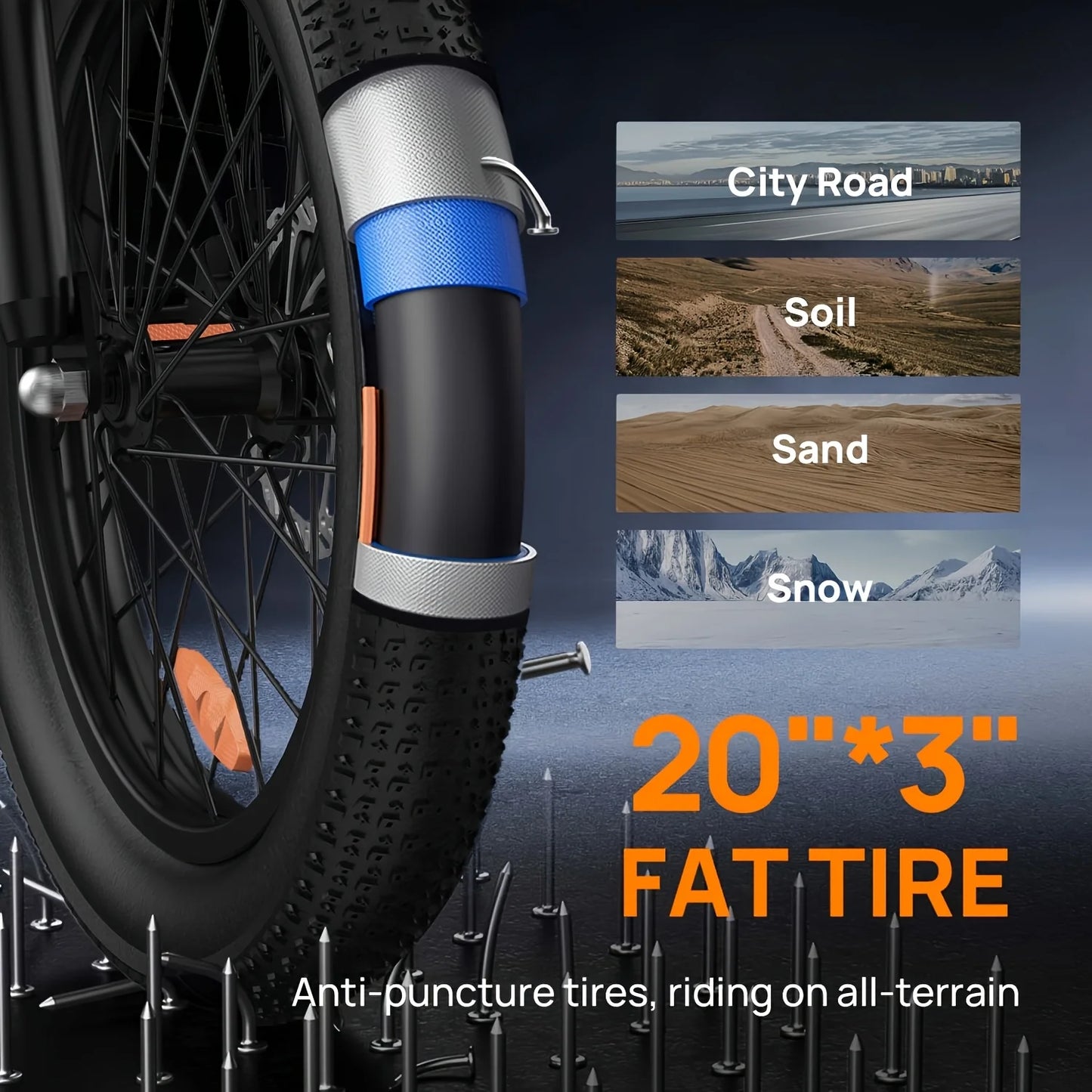 URLIFE E20 1000W Fat Tire Electric Bike With Removable Battery