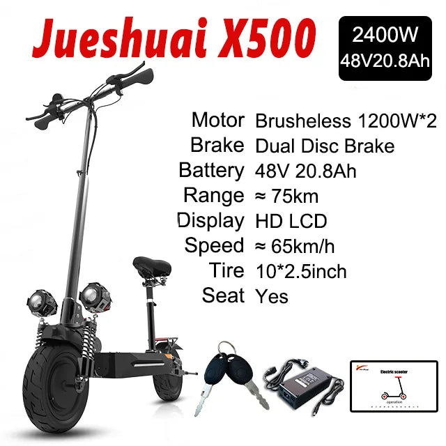 Jueshuai Outdoor Electric Scooter 1000W Off Road Foldable