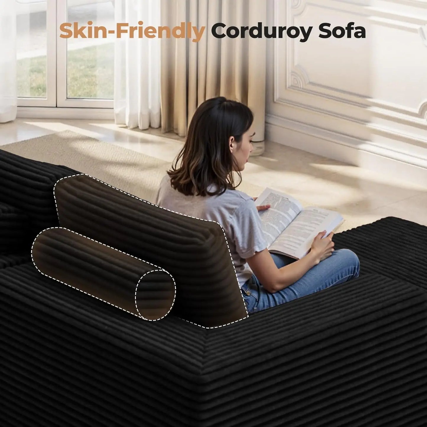 111‘’ Modular Sectional Cloud Couches with L Shaped Chaise, Upholstered Deep Seat Boneless Sofa for Living Room,, Customized