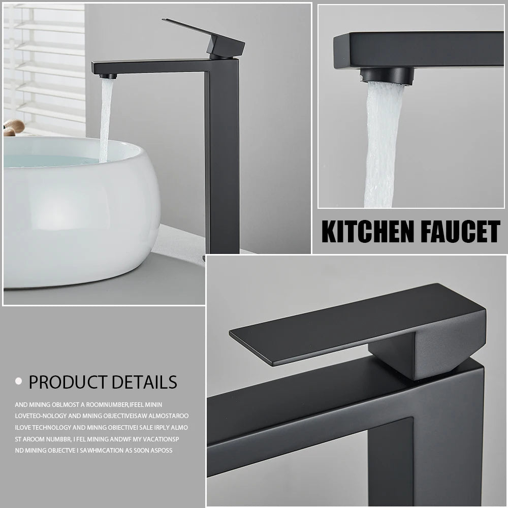 Matte Black Bathroom Basin Faucet Stainless Steel Cold Hot Mixer Deck Mounted Sink Mixer Tap Bathroom Crane Waterfall Tapware