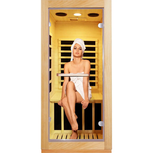 28.3"x32.3"x61.4" Far Infrared Sauna Room for Small Spaces, 5 Heating Panels, 900W AC120V, Premium Ayous Wood, with, Customized