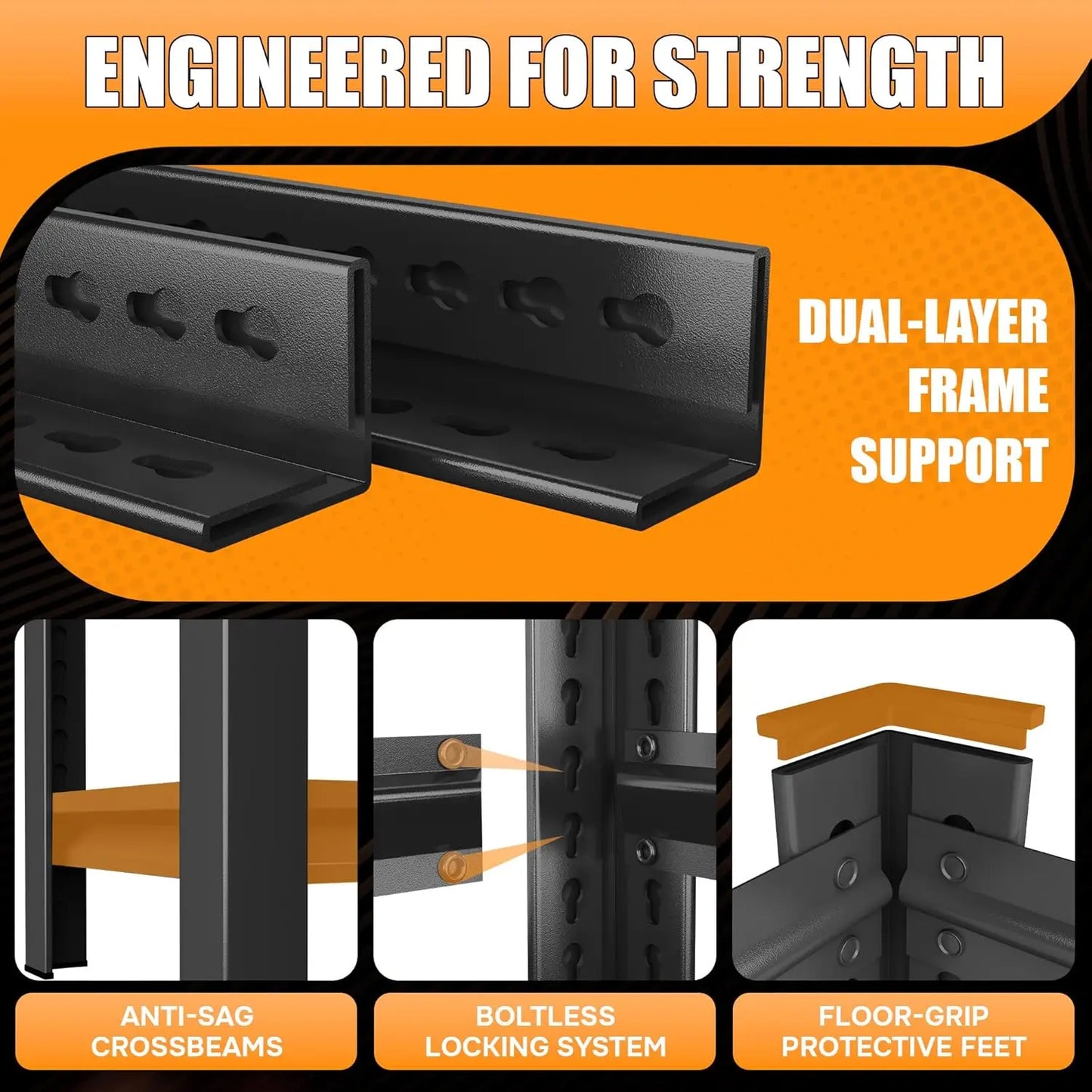 71.2''H Garage Shelving, 3000LBS Heavy Duty Shelvings, Adjustable Garag Storage Shelves, 5 Tier Metal Shelving Unit, Customized