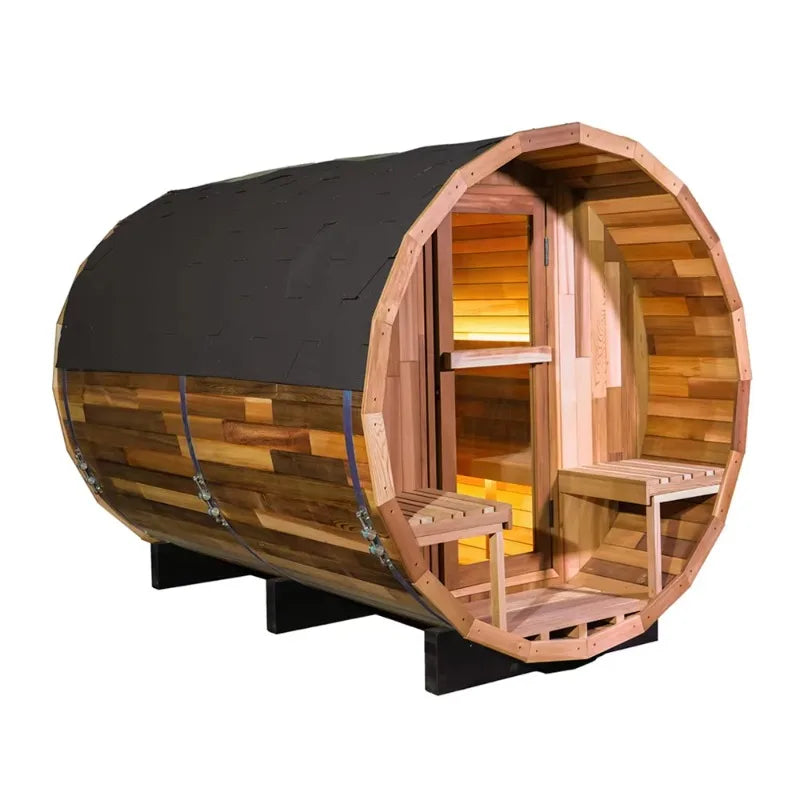 Outdoor Red Cedar Solid Wood Sauna Room Dry Sauna With Panoramic Windows