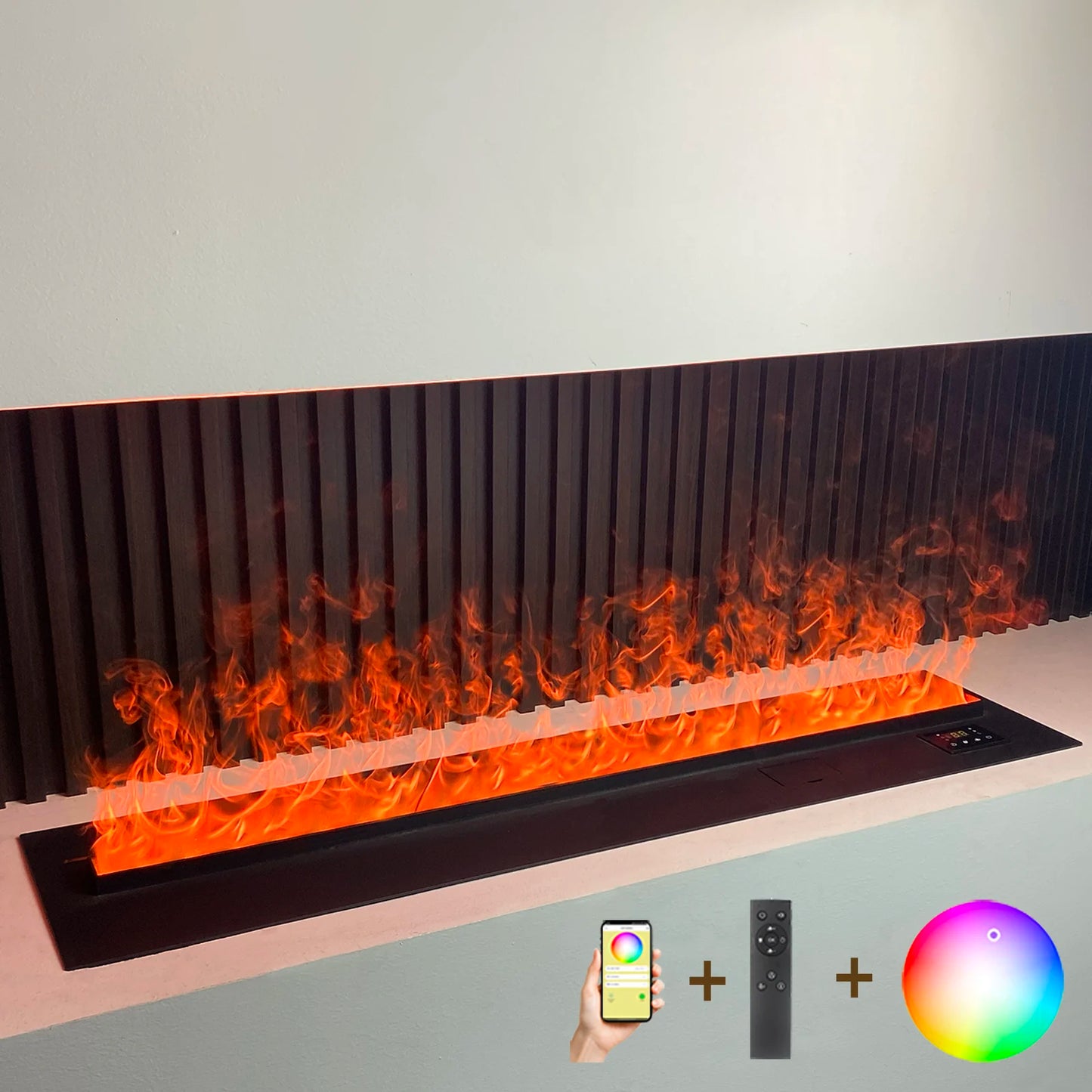 Electric Fireplace 3D Water Vapor Recessed With Remote Control Timer