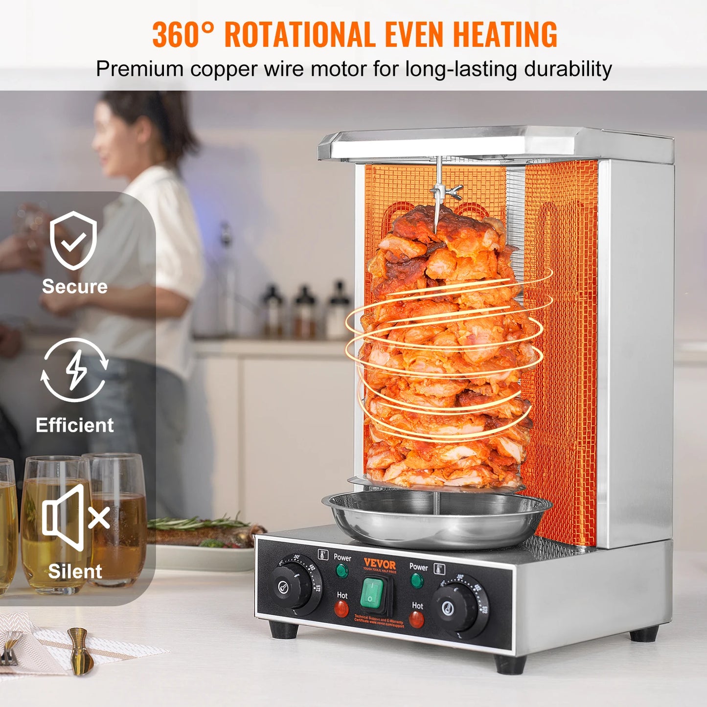 VEVOR Electric Vertical Shawarma Grill Machine Gyro Rotisserie Oven Kebab