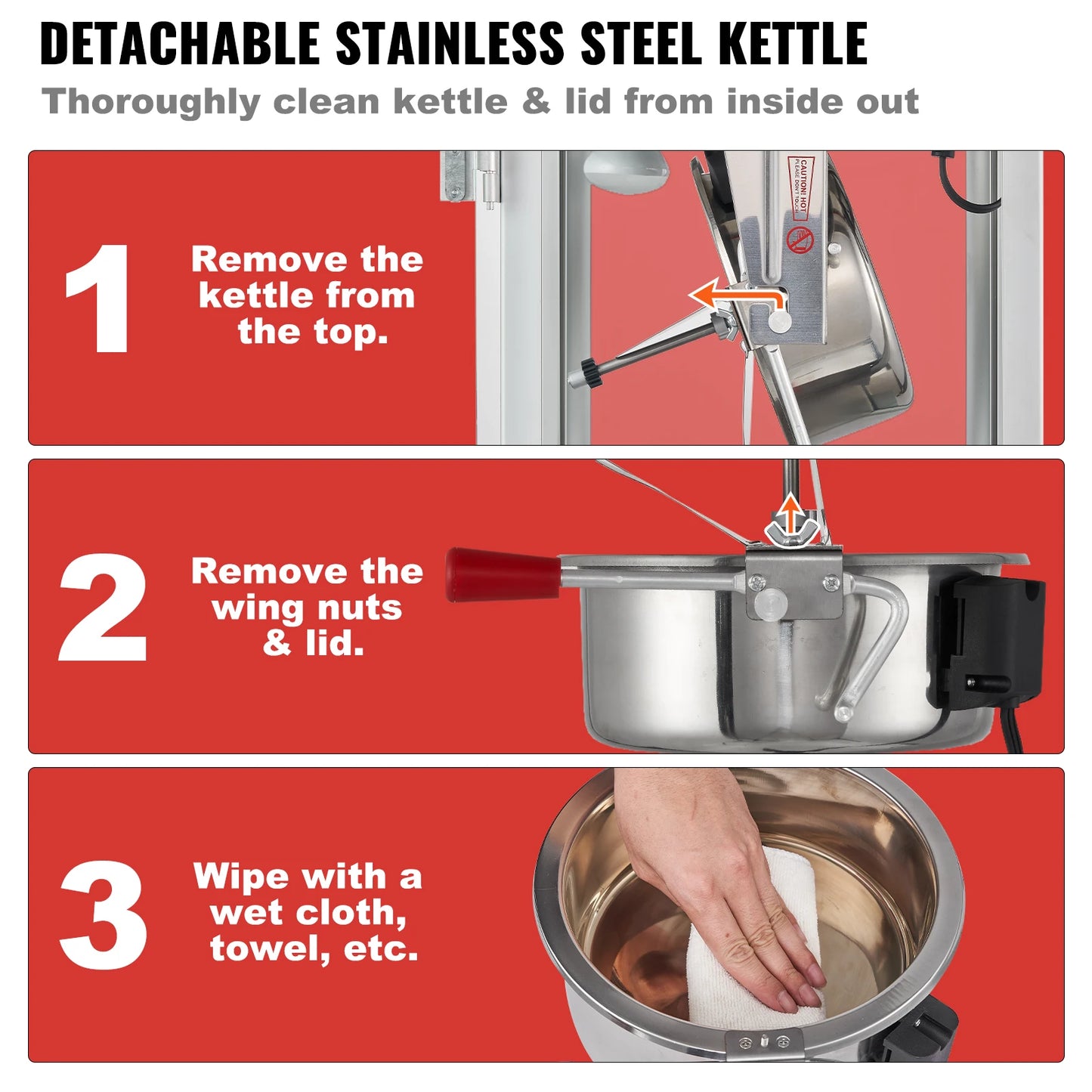 Succebuy Electric Commercial Automatic Popcorn Maker Stainless Steel Kettle