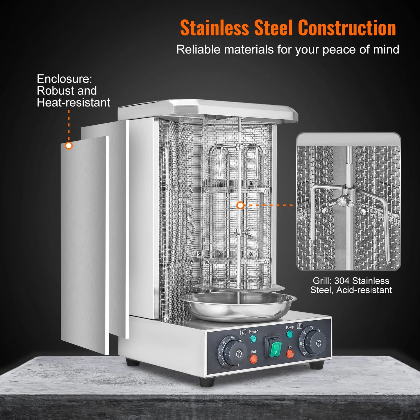VEVOR Electric Vertical Shawarma Grill Machine Gyro Rotisserie Oven Kebab