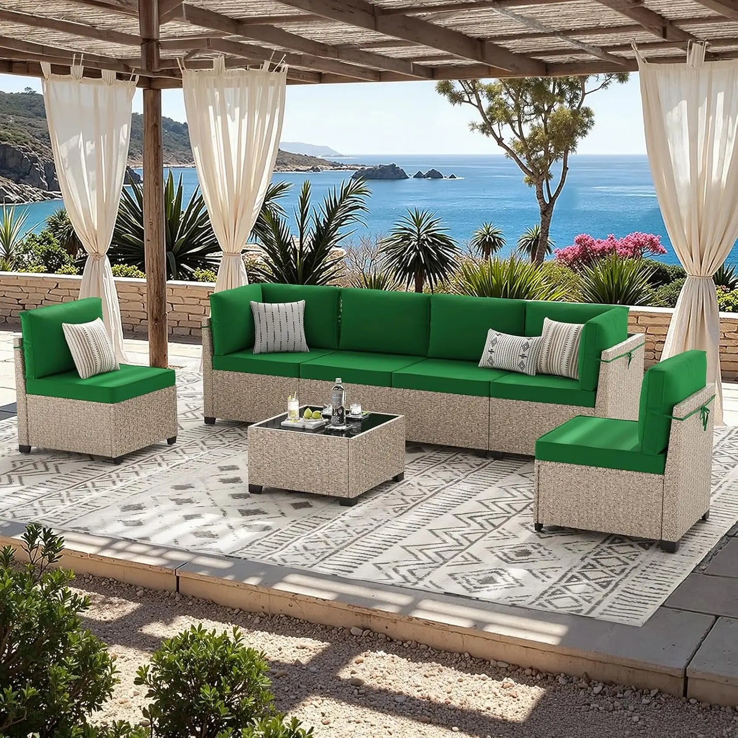 All Weather Outdoor Patio Furniture Set With Wicker Sectional