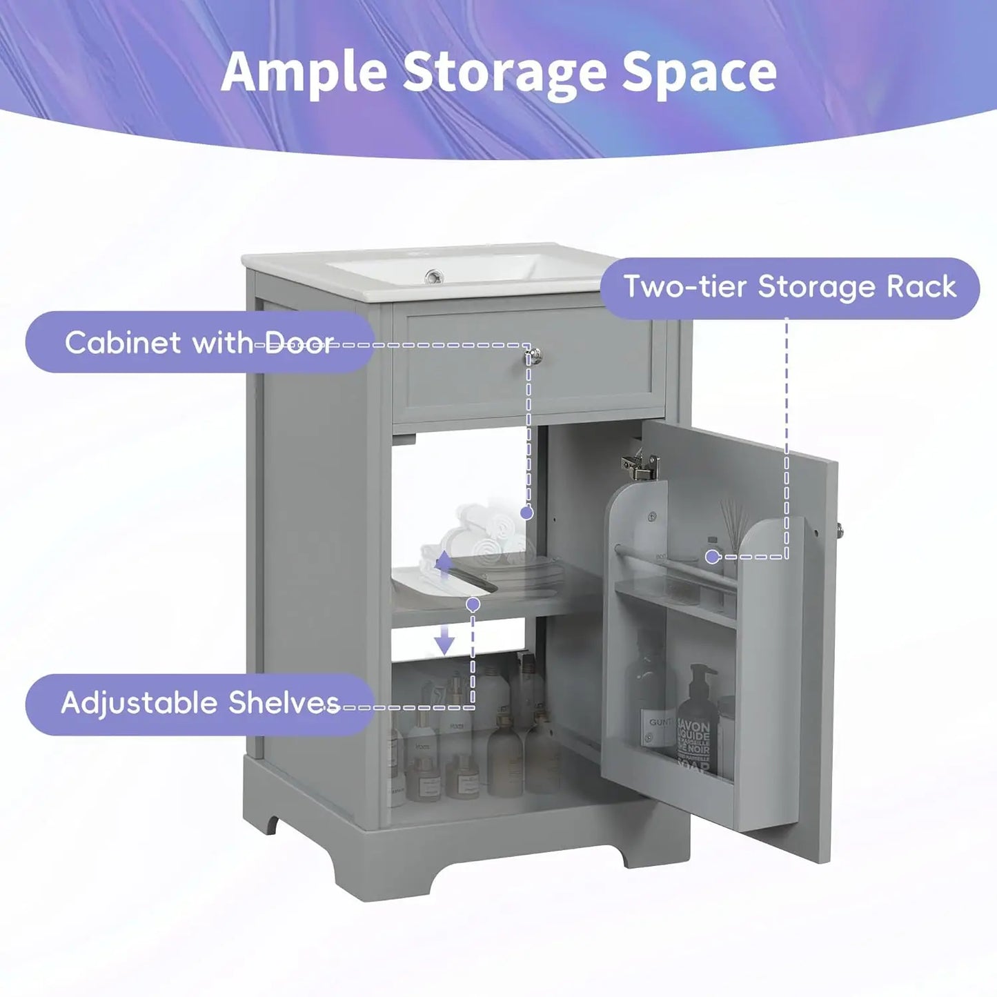 20-inch Bathroom Vanity with Sink Combo Set, Free Standing Bath Vanity Cabinet with Soft Closing Door and Storage, Customized