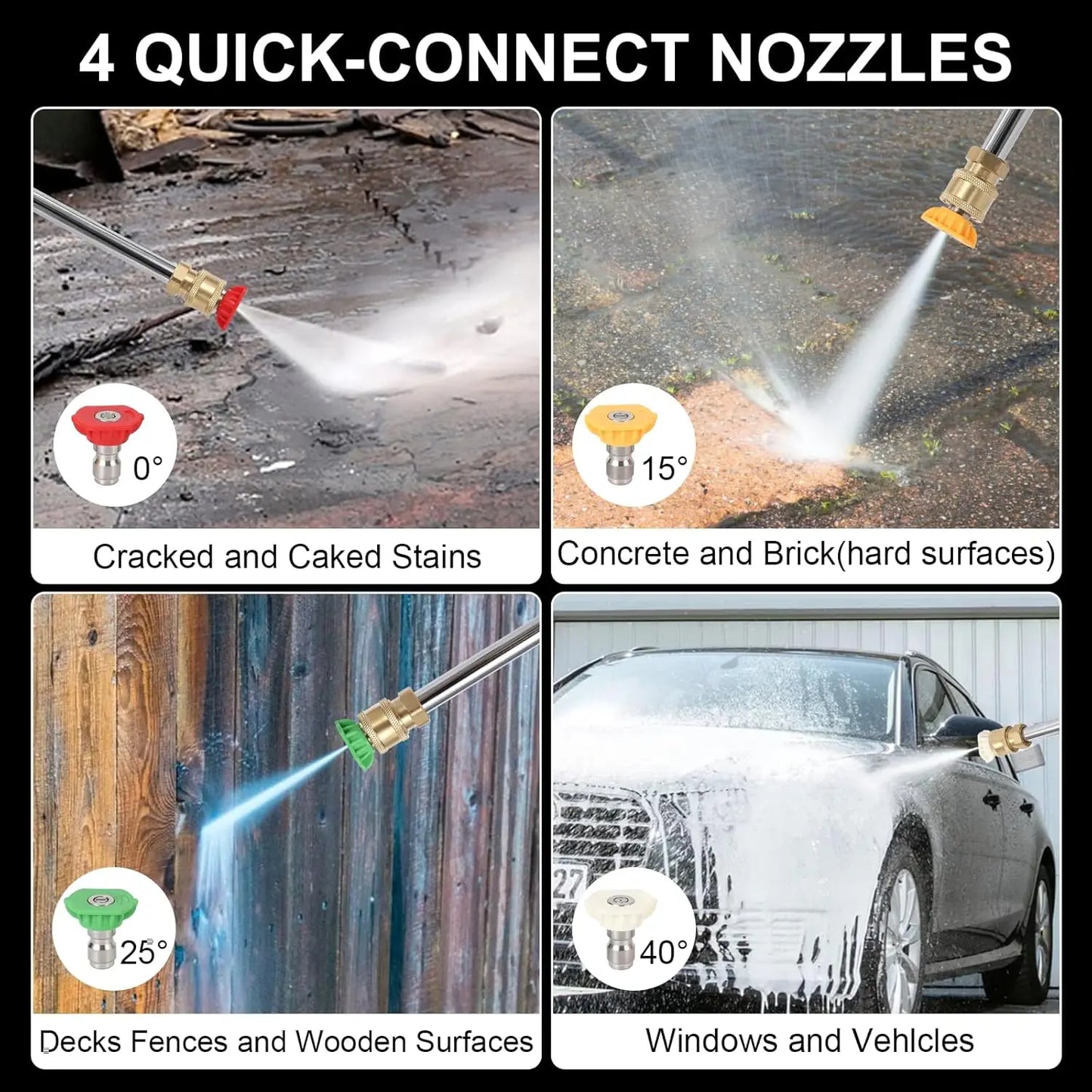 Gas Pressure Washer 3600PSI, 2.6GPM Gas Power Washer, High Pressure Wash Machine with Spray Gun,Hose&5 Quick Nozzle for Cleaning
