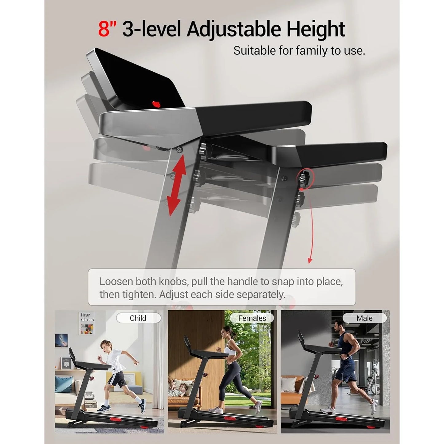Fitness Treadmill with 20% Auto Incline, 42.5"×16.2" Extra-Wide Running Area, 400LB Capacity, 3.5HP Quiet Brushless, Customized