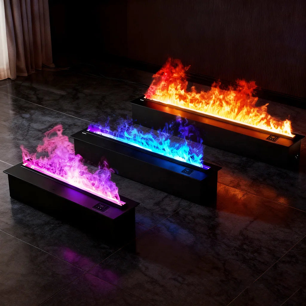 Electric Fireplace 3D Water Vapor Recessed With Remote Control Timer