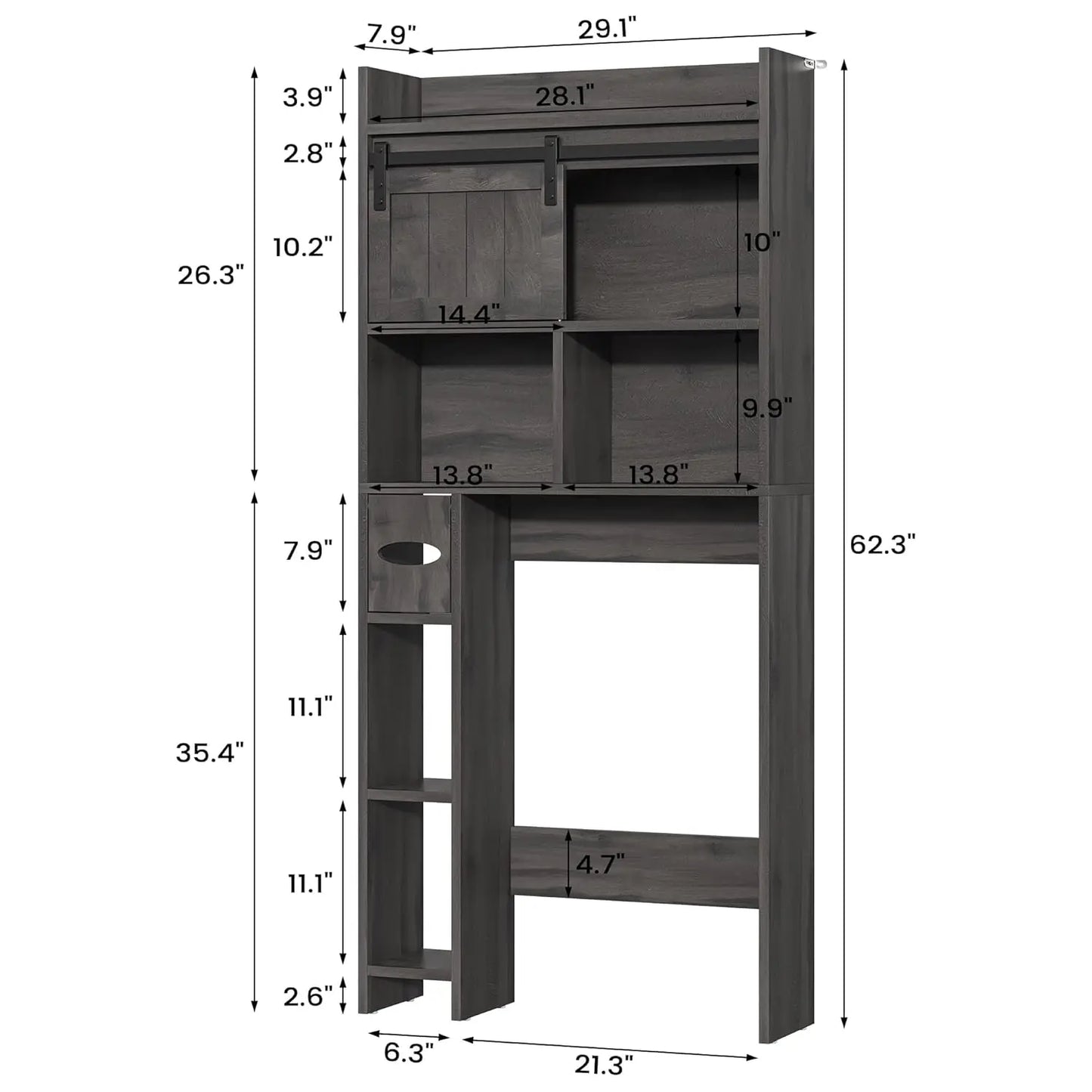 Over The Toilet Storage Cabinet, Over The Toilet Shelf with Sliding Door & Toilet Paper Holder Stand, Bathroom, Customized