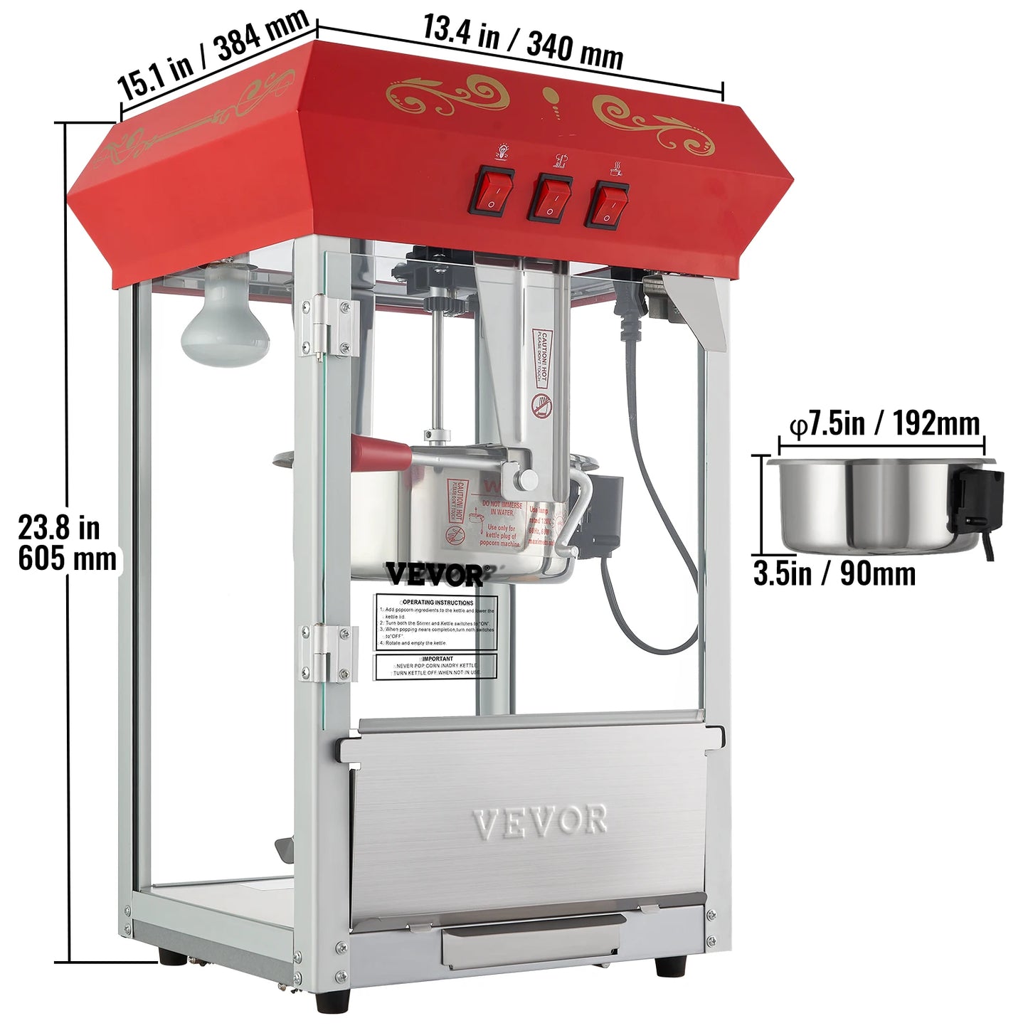SucceBuy Commercial Electric Popcorn Maker Machine Automatic With Scoop