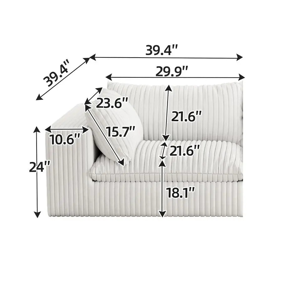 MBVM Cloud Modular Sectional Sofa L-Shaped With Ottoman