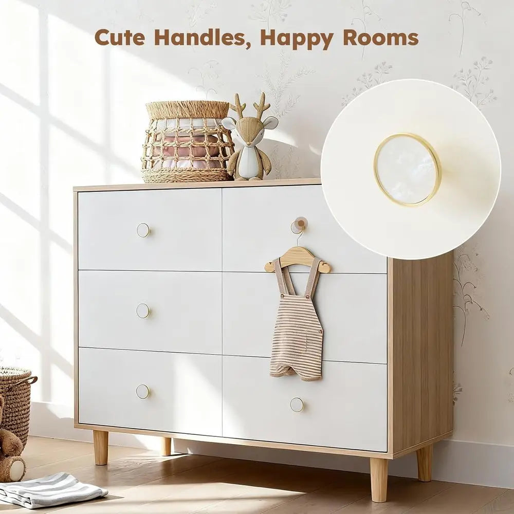 Solid Wood 6-Drawer Dresser for Bedroom, Suitable for Kids, with Storage and Baby Essentials