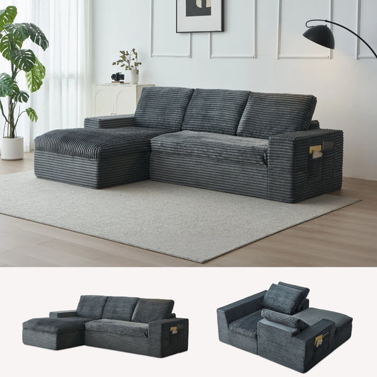 YeflixvrauCN Cloud Corduroy Modular Sectional Sofa For Living Room