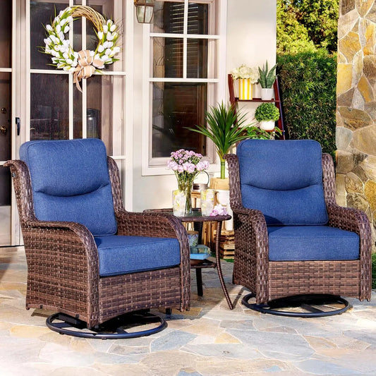 Luxury Outdoor Wicker Patio Set With High Back Rocker Chairs