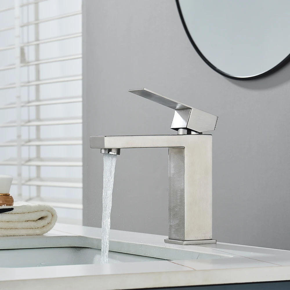 Matte Black Bathroom Basin Faucet Stainless Steel Cold Hot Mixer Deck Mounted Sink Mixer Tap Bathroom Crane Waterfall Tapware