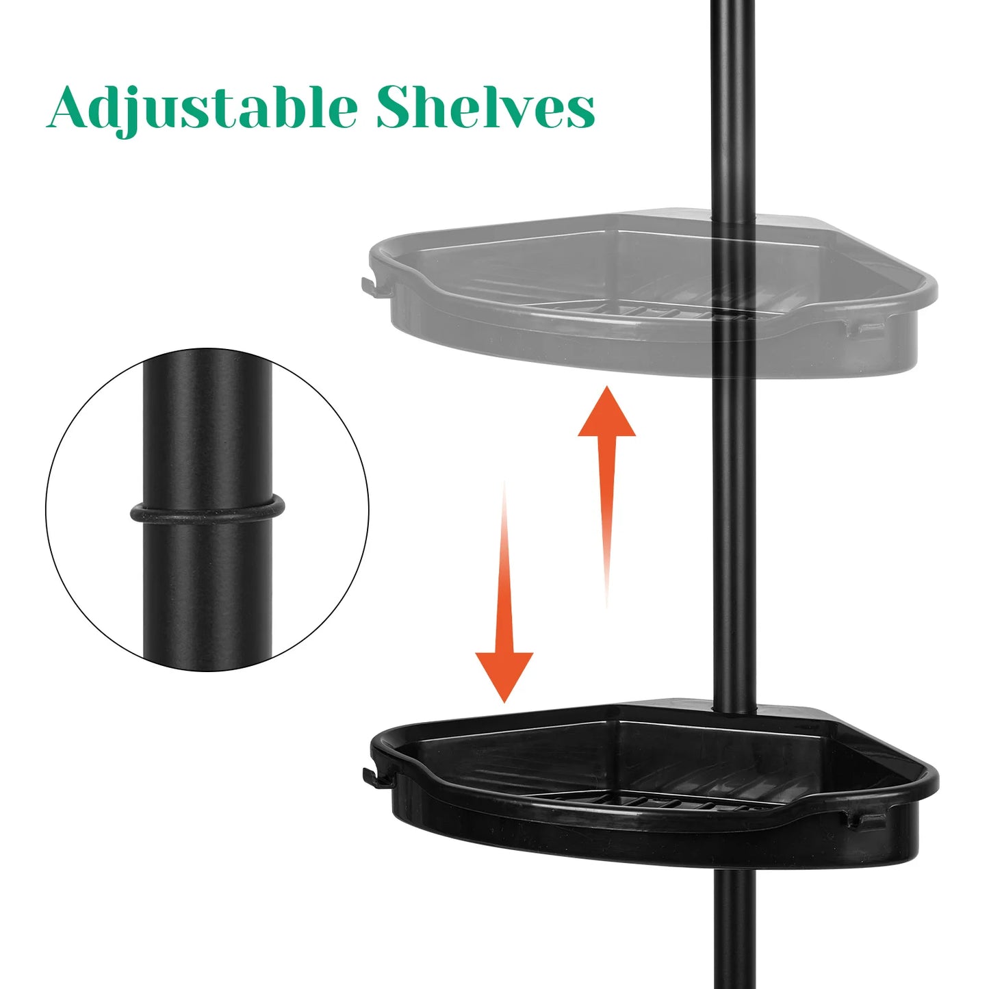 HiMISS 4 Tier Corner Shower Caddy Adjustable Tension Pole Organizer