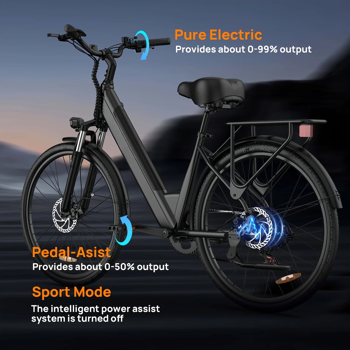 Urlife 750W Carbon Steel Commuter E-Bike With Hydraulic Brakes