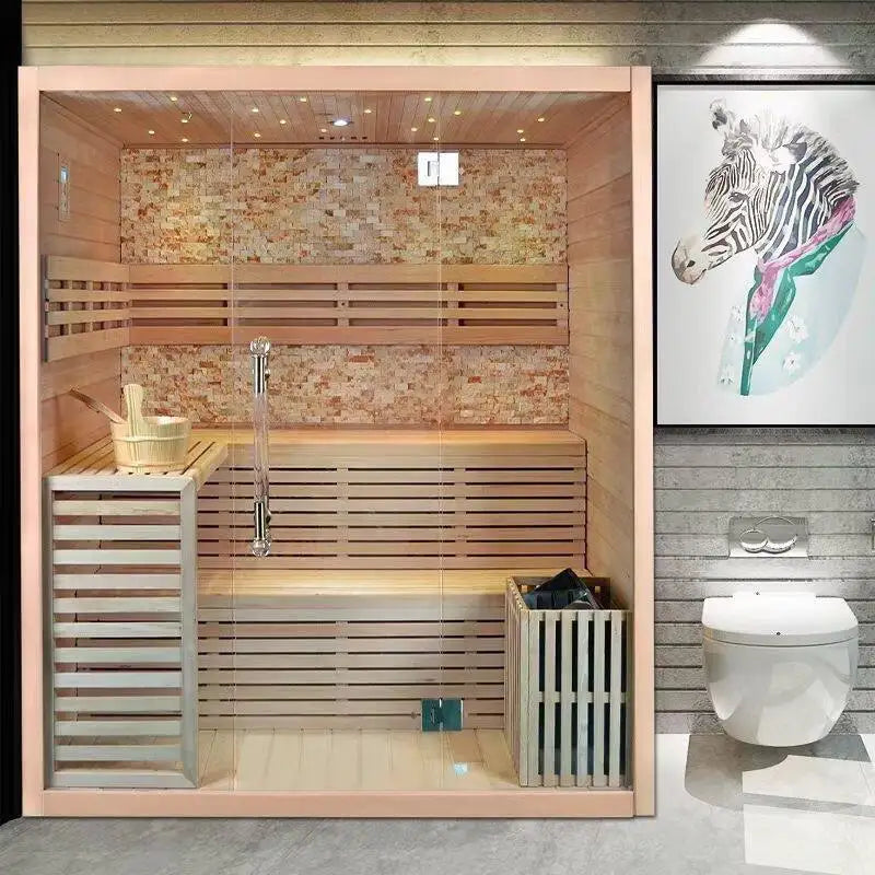 Household Sauna Room With Transom Windows Customizable Steam Cabin