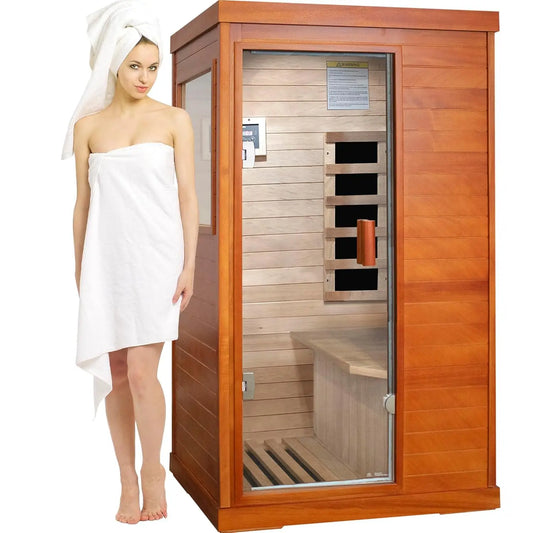 Far Infrared Sauna Home Saunas Spa Room,Low EMF Okoume Wooden Indoor Dry Sauna,Ideal for 1 Person Home . Customized