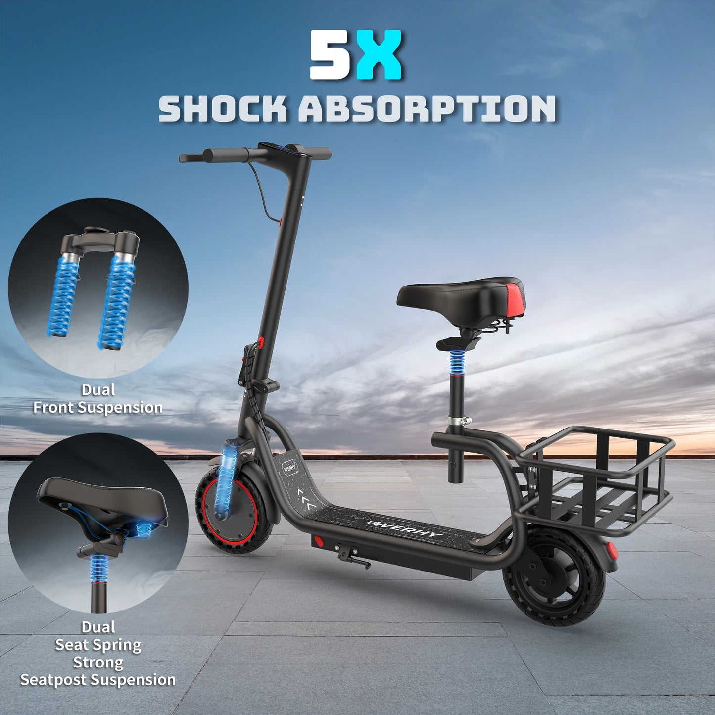 Aovopro Foldable Electric Scooter With Seat And Basket
