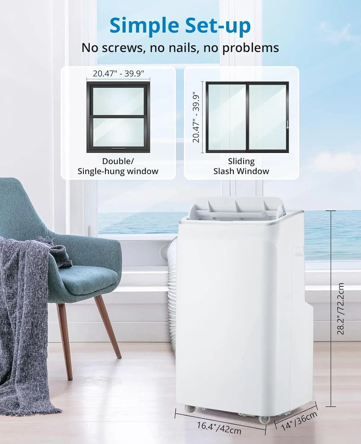 12,000 BTU Portable Air Conditioner, 3-in-1  Air Cooler with Remote Control & 24-Hour Timer, Cools Up to 500 sq.Ft, Portable AC
