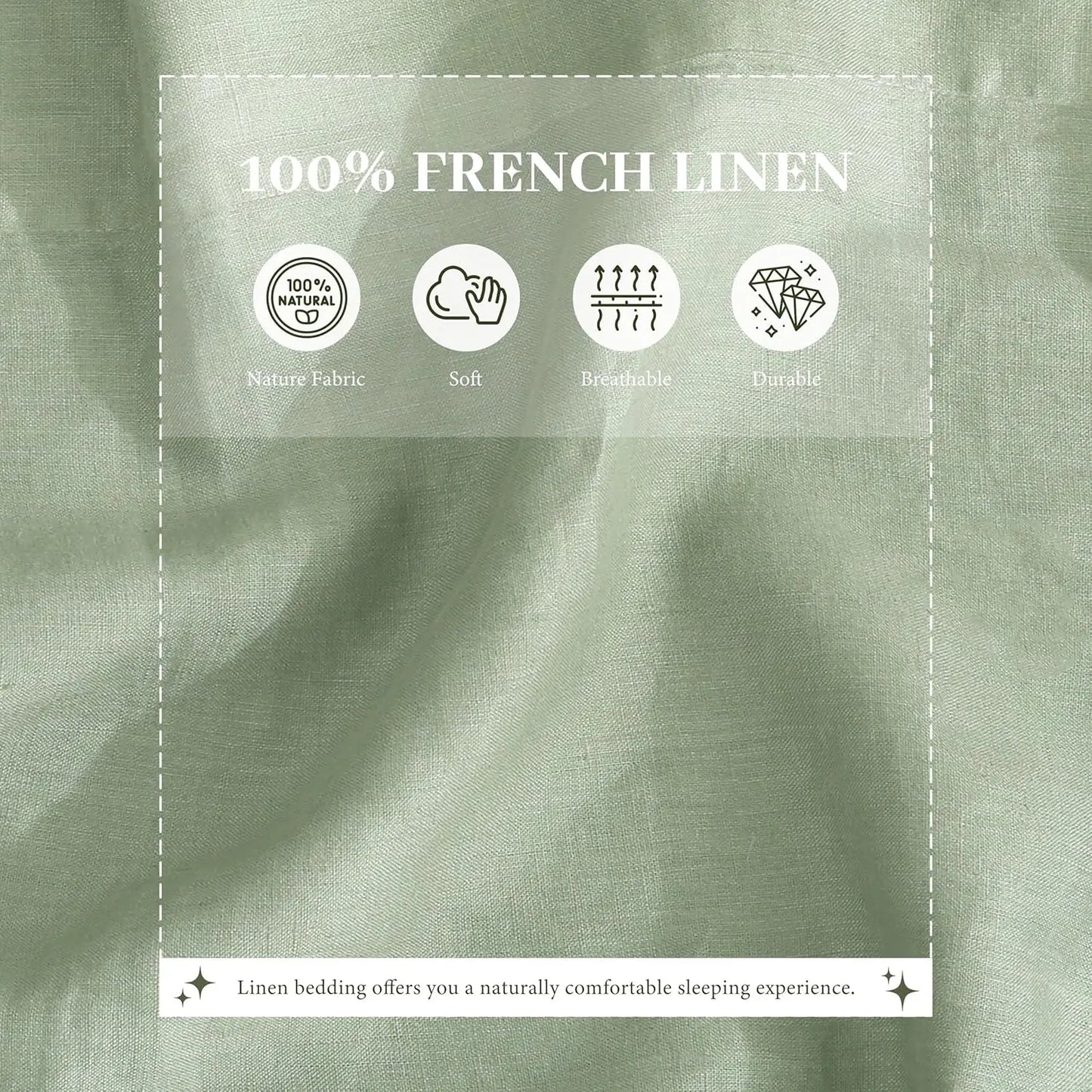 100% French Linen Sheets Set King Size-4Pcs Natural Washed Flax Bed Sheets Soft Breathable and Durable- 1 Flat Sheet 1 Fitted Sh