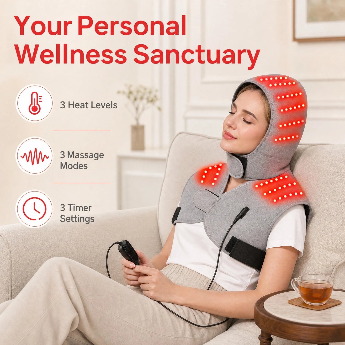 Choice Red Light 660nm Heated Vest And Massage Shawl For Joint Relief