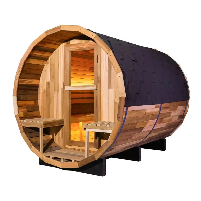 Outdoor Red Cedar Solid Wood Sauna Room Dry Sauna With Panoramic Windows